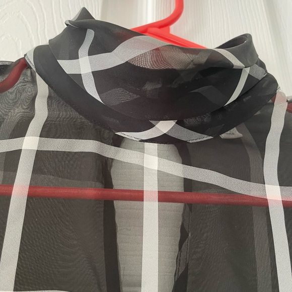 Prologue Sheer Windowpane Turtle Neck Blouse - Picture 6 of 6